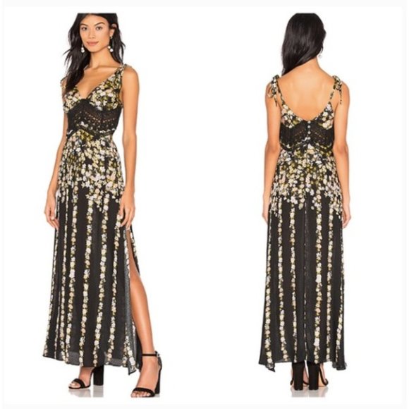 Free People Intimately Claire Printed Lace Maxi Slip Dress L - Picture 2 of 8